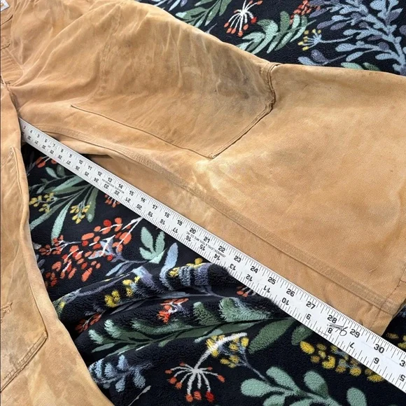 Thrashed vintage 80s or 90s carhartt unlined beige double knee duck overall bibs